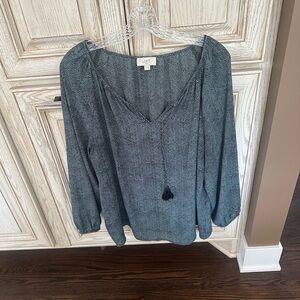 Loft Outlet Womens teal and black Chevron Blouse Top